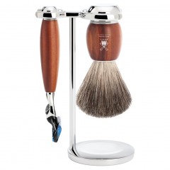 Muhle Vivo 3tlg Rasierset, Dachshaar, Pflaumenholz  Vivo бритвенный набор из 3 предметов, шерсть барсука, дерево сливы