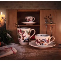 Hutschenreuther Hutschenreuther Sammelserie Weihnachtslied 2022 Set 2-tlg. Espressotasse 0,08 L mit Untertasse 12 cm 'Leise rieselt der Schnee' Hutschenreuther Collection Series Christmas Carol 2022 Set 2 pcs. Чашка для эспрессо 0,08 л с блюдцем 12 см &quot;Ти