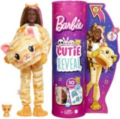 Mattel Barbie Cutie Reveal Puppe mit Katzchen-Pluschkostum und 10 Uberraschungen Кукла Barbie Cutie Reveal в плюшевом костюме котенка и 10 сюрпризов