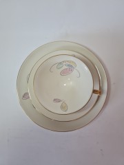 Чайное трио винтажное Schumann Arzberg в нежных пастельных тонах, позолота, ручная роспись, Германия, 1960-70гг.