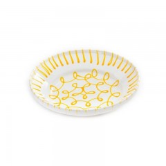 Gmundner Keramik Gmundner Keramik Gelbgeflammt Reifschussel ohne Henkel d: 28 cm / h: 6,6 cm Керамическая чаша Gmundner для глазури с желтым пламенем без ручки d: 28 см / высота: 6,6 см