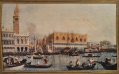 Картина винтажная W.Welker Heidelberg &quot;Вид на Дворец дожей в Венеции&quot;, деревянная рама, 40,5 x 25,5 см, Германия, 1960-1970гг.