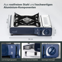 Skandika Skandika Gaskocher Brann 1-flammig, (1-St), robuster Campingkocher fur Gaskartuschen MSF-1A 227 g, Edelstahl  Газовая плита Skandika Brann 1 пламя, (1 шт.), прочная походная плита для газовых баллончиков MSF-1A 227 г, нержавеющая сталь