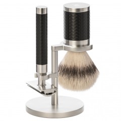 Muhle Rocca 3 tlg. Rasierset Silvertip Fibre, Griff Schwarz  Бритвенный набор Rocca из 3 предметов Silvertip Fibre, ручка черная
