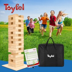 Toyfel Wackelturm Riski 70cm Kiefernholz 54 Blocke mit Unterlegplatte Шатающаяся башня Riski 70см из сосны 54 блока с опорной плитой