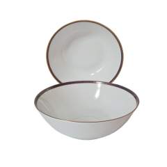 Набор тарелок винтажных PMR Jager & Co Bavaria, белый фарфор с золотисто-голубым узором, 24,5 x 8 см и 23 x 7 см, Германия, 1960-70гг.