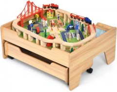 COSTWAY Kindereisenbahn Holzern mit 100 Teilen Детская железная дорога Holzern из 100 деталей.