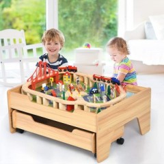 COSTWAY Kindereisenbahn Holzern mit 100 Teilen Детская железная дорога Holzern из 100 деталей.