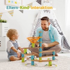 COSTWAY Murmelbahn Bambus 106 tlg. Spielzeugset Набор игрушек Marble Run Bamboo из 106 предметов