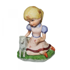 Статуэтка девочки с собакой Capodimonte, 11 x 9 см, Италия, 1960-70гг.