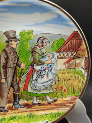Тарелка декоративная винтажная Bauscher Weiden Bavaria &quot;Деревня в Крконоше&quot;, фарфор, 19 см, Германия, 1981 год.