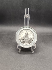 Тарелка декоративная винтажная &quot;Церковь Христа в Майнце&quot;, олово (95%), 10 см, Германия, 1970-80гг.