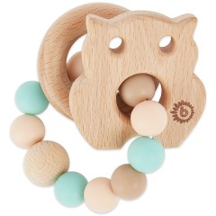bieco Eule Greifling Holz Natur mit Silikon Kugel Baby Beissring 9cm Greifring Beissringe Игрушка для захвата совы из натурального дерева с силиконовым шариком