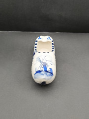 Статуэтка винтажная Delft Blue &quot;Башмачок с мельницей&quot;, ручная роспись, фарфор, 14 х 7 см, Голландия, 1960-70гг.