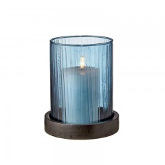 Bitz Bitz Kusintha - Glas blue / black Windlicht mit LED-Kerze h: 17 cm Bitz Kusintha - Стеклянный синий/черный фонарь со светодиодной свечой, высота: 17 см
