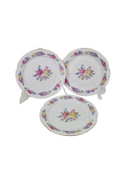 Тарелки винтажные Freiberger Porzellan, Inglasur GDR с цветочным декором, фарфор, 3 шт., 19.5 см, Германия, 1960-70гг.