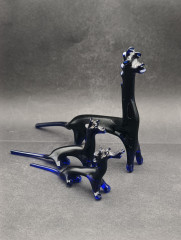Статуэтки винтажные Murano Glas &quot;Три диковинных зверя&quot;, синее стекло, Италия, 1960-70гг.