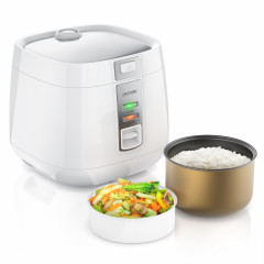 Arendo Arendo Reiskocher, 540 W, 1,4 L, Hitzeschutz, Dampfgareinsatz, Warmhaltefunktion, Dampfgarer weiss Рисоварка Arendo, 540 Вт, 1,4 л, термозащита, насадка-пароварка, функция поддержания тепла, пароварка