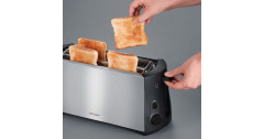 Cloer Cloer Langschlitz-Toaster 3719 edelstahl/schwarz, 1.380 Watt, fur 4 Scheiben Toast  edelstahl/schwarz Тостер Cloer с длинными слотами 3719 нержавеющая сталь/черный, 1380 Вт, на 4 ломтика тостов