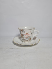 Чайная пара винтажная Im Stil Hutschenreuther &quot;Деревенский пейзаж&quot; в пастельных тонах, фарфор, Германия, 1970-80гг.