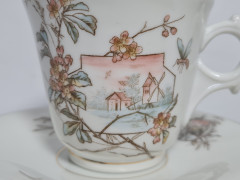 Чайная пара винтажная Im Stil Hutschenreuther &quot;Деревенский пейзаж&quot; в пастельных тонах, фарфор, Германия, 1970-80гг.