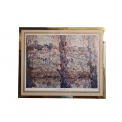 Картина винтажная &quot;Вид на Арль&quot; Винсент Ван Гог, золотистая рама, 43 x 35 см, Германия, 1960-70гг.