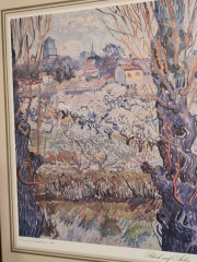 Картина винтажная &quot;Вид на Арль&quot; Винсент Ван Гог, золотистая рама, 43 x 35 см, Германия, 1960-70гг.