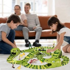 COSTWAY Autorennbahn Dinosaurier Rennstrecke Set Набор гоночных трасс для динозавров