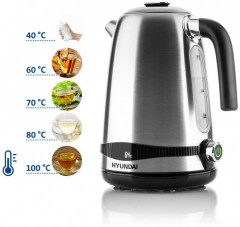 Hyundai Hyundai Wasserkocher VK770, 1,7 l, 2200 W, LED, Temperatureinstellung 40-100°C, KEEP WARM-Funktion bis 120 Min.  Чайник Hyundai VK770, 1,7 л, 2200 Вт, LED, регулировка температуры 40-100°С, функция KEEP WARM до 120 минут.