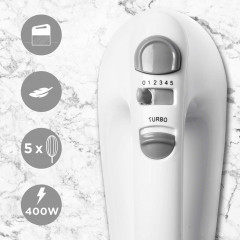 Duronic Duronic Handmixer, HM4 W elektrischer Handmixer, 400 Watt, Aufbewahrungsbox  Ручной миксер Duronic, электрический ручной миксер HM4 W, 400 Вт, ящик для хранения