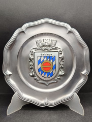 Тарелка декоративная винтажная "Герб Ринклинга" / Серия "Геральдика", яркий декор, олово (95%), 23 см, Германия, 1970-80гг.