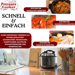 Starlyf Starlyf Reiskocher Pressure Cooker, 800 W, Schnellkochtopf, Multikocher, 8 Programme, Antihaftbeschichtung  Скороварка Starlyf Rice Cooker, 800 Вт, скороварка, мультиварка, 8 программ, антипригарное покрытие