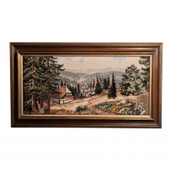 Картина винтажная &quot;Домик в Шварцвальде&quot;, гобелен, 97 x 55 см, Германия, 1960-70гг.