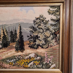 Картина винтажная &quot;Домик в Шварцвальде&quot;, гобелен, 97 x 55 см, Германия, 1960-70гг.