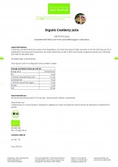 Krauterhaus Sanct Bernhardt Organic Cranberry Juice, 1 литр