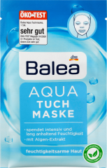 Balea Tuchmaske Aqua Балеа Увлажняющая Маска для лица увлажняющая с экстрактом водорослей, маслами авокадо и миндаля, для усталой кожи, 5 шт. 