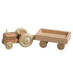 Holzspielzeug Traktor mit Anhanger natur Деревянный игрушечный трактор с прицепом натуральный