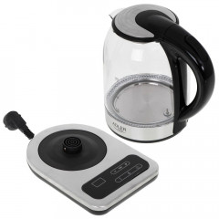 JUNG JUNG Wasserkocher ADLER AD1293, Wasserkocher mit Temperatureinstellung 40-100°C Digital, 1.7 l, 2200 W, Glas mit Edelstahl, LED Beleuchtung  LCD Display, 360° Basis, Kettle  Чайник JUNG ADLER AD1293, чайник с регулировкой температуры 40-100°C, цифров