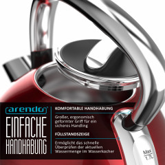 Arendo Arendo Wasserkocher, 1,7 l, 2200 W, Edelstahl Retro Style Vintage, LED Temperaturanzeige, kupfer  Чайник Arendo, 1,7 л, 2200 Вт, нержавеющая сталь, винтажный ретро-стиль, светодиодный дисплей температуры, медь