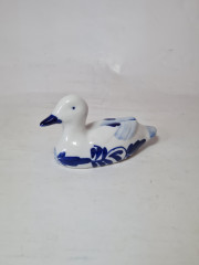 Delft Blue Holland Утка с синим декором, ручная роспись, дельфтский фарфор, 12 x 6 см, Голландия, 1960-70гг.