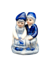 Статуэтка винтажная Delft Blue &quot;Влюбленная пара&quot;, фарфор, 8 х 6 см, Голландия, 1960-70гг.