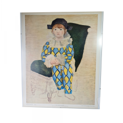 Картина винтажная &quot;Поль в костюме Арлекина (1924)&quot; Пикассо, типография Зауэрлин и Пфайффер (Швейцария), 60 x 50 см, Германия, 1960-70гг.