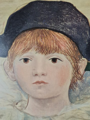 Картина винтажная &quot;Поль в костюме Арлекина (1924)&quot; Пикассо, типография Зауэрлин и Пфайффер (Швейцария), 60 x 50 см, Германия, 1960-70гг.