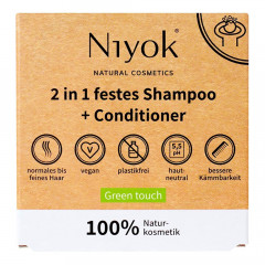 Niyok 2in1 festes Shampoo+Conditioner Green touch 80g  Твердый шампунь+кондиционер 2в1 Зеленое прикосновение 80г