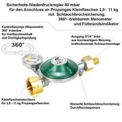 BlueCraft BlueCraft Gaskocher, (inkl. Gasschlauch und Manometerregler), Campingkocher 2-flammig, Gasherd 50 mbar  Газовая плита BlueCraft (включая газовый шланг и регулятор давления), походная плита 2 пламени, газовая плита 50 мбар