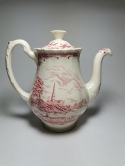 W.H. Grindley Staffordshire,  У.Х. Гриндли Стаффордшир Винтажный фарфоровый чайник &quot;Собор в Солсберри&quot; 21см х 9см, Англия, 1970-1980гг.