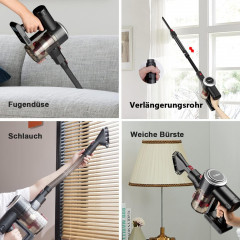 HCBOO HCBOO Akku-Hand-und Stielstaubsauger, 180,00 W, Beutellos, 25000Pa Starke Saugleistung 180W Freistehender Akkusauger bis up 40Min  Беспроводной ручной и стержневой пылесос HCBOO, 180,00 Вт, без мешка, сильная мощность всасывания 25 000 Па. Отдельно 