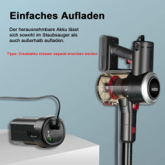 HCBOO HCBOO Akku-Hand-und Stielstaubsauger, 180,00 W, Beutellos, 25000Pa Starke Saugleistung 180W Freistehender Akkusauger bis up 40Min  Беспроводной ручной и стержневой пылесос HCBOO, 180,00 Вт, без мешка, сильная мощность всасывания 25 000 Па. Отдельно 