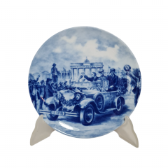 Тарелка декоративная винтажная Genuine Blue China &quot;Тур Мерседес Бенц. Манхейм&quot;, мотив 6, фарфор, 19.5 см,Германия, 1960-70гг.