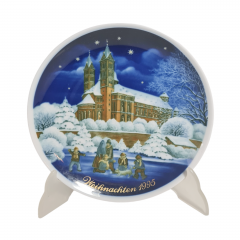 Тарелка декоративная винтажная Royal Tettau Bavaria &quot;Рождество&quot;, фарфор, 19.5 см, Германия, 1995 год